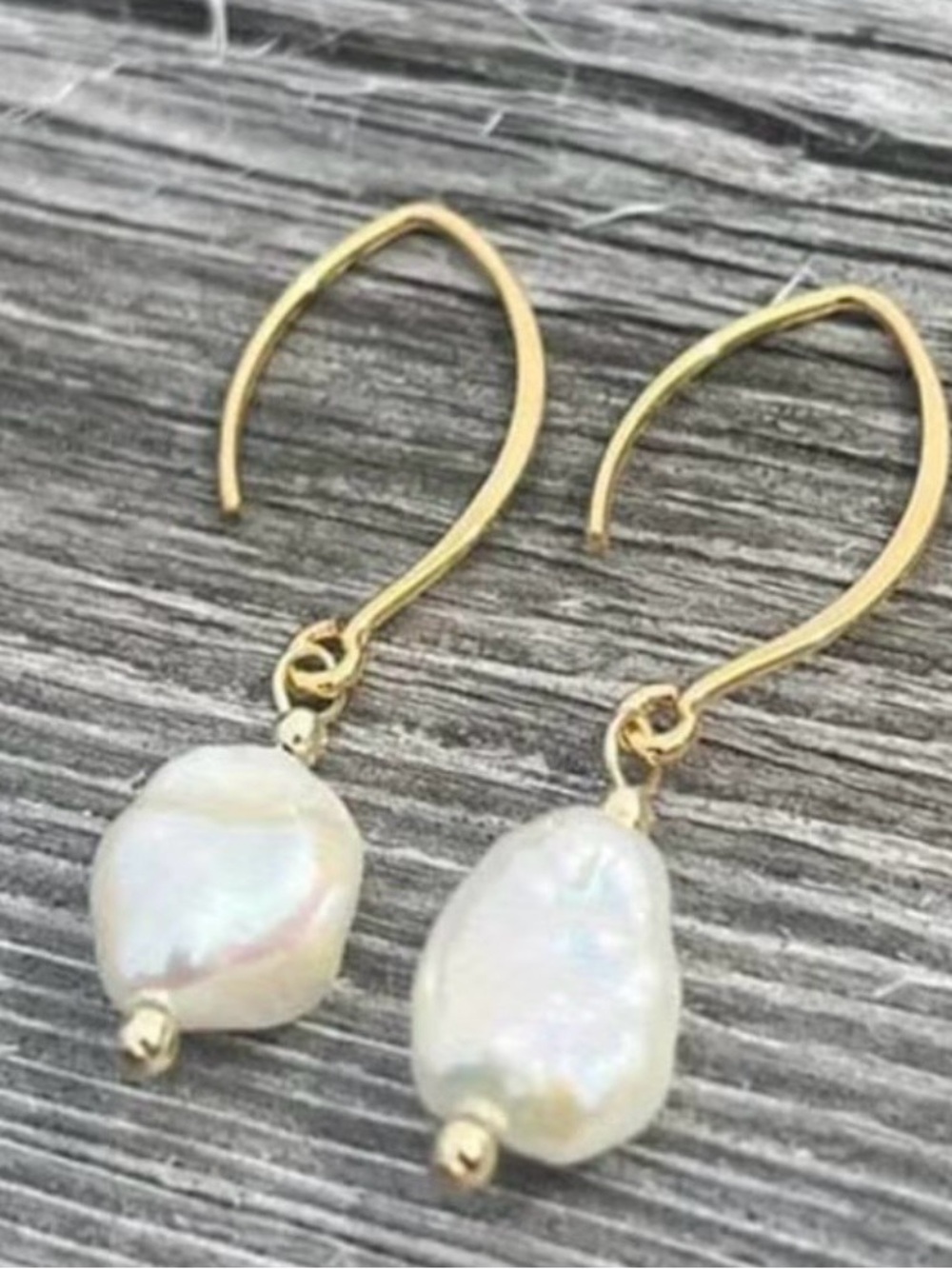 Gold Pearl Drop Earrings - Classic White Freshwater Pearls
